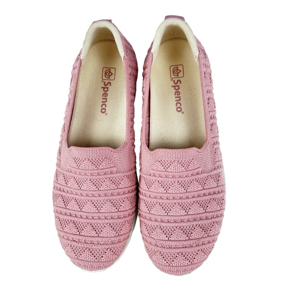 Spenco Women's Size 7 B Loafers Comfort Stretch Crochet Pink Knit‎ Shoes Slip-on - Picture 2 of 6